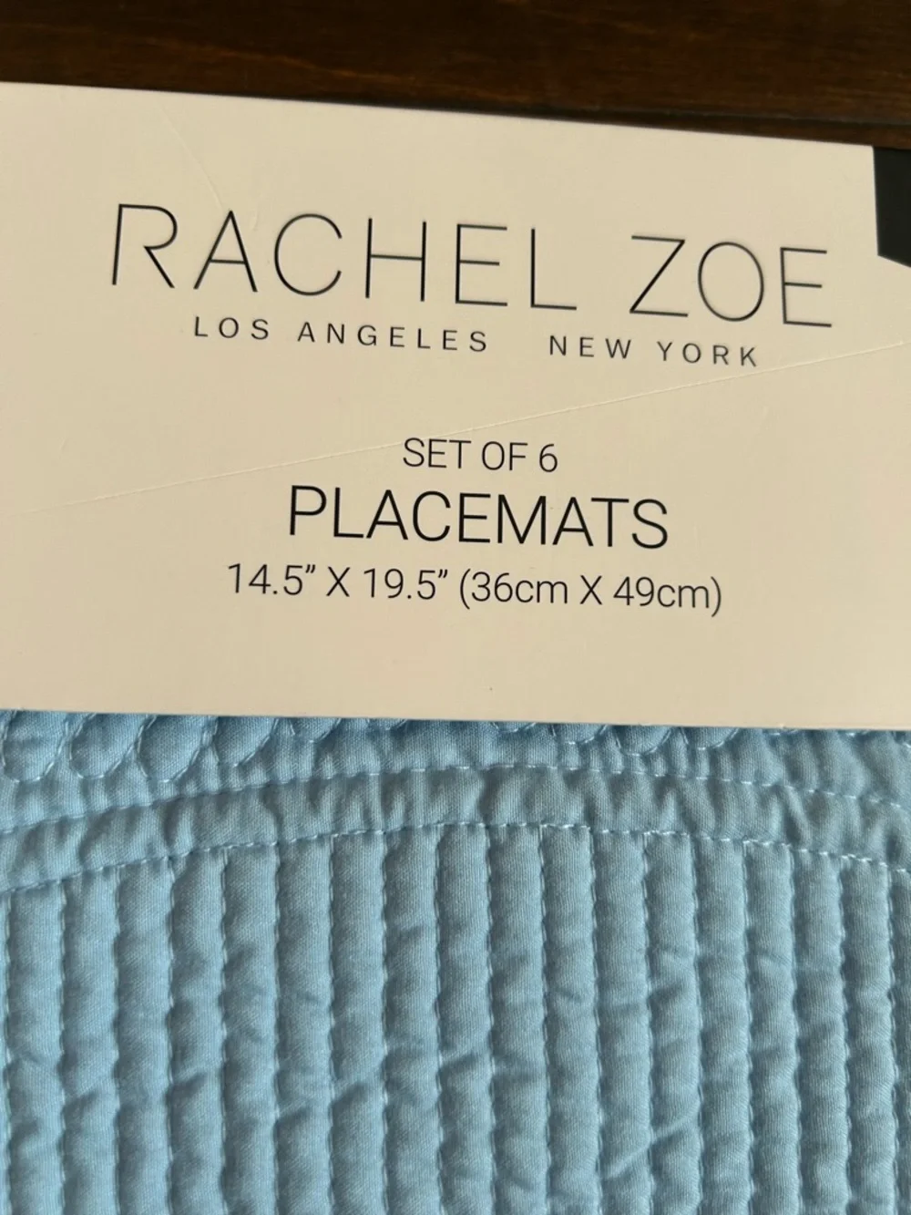 Rachel Zoe Set Of 6 Scalloped Edged  Quilted Placemats New Blue Oval